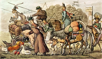 A szövetségesek egy része belépve Párizsba, 1814. Az orosz kontingens, kozákok és rablás